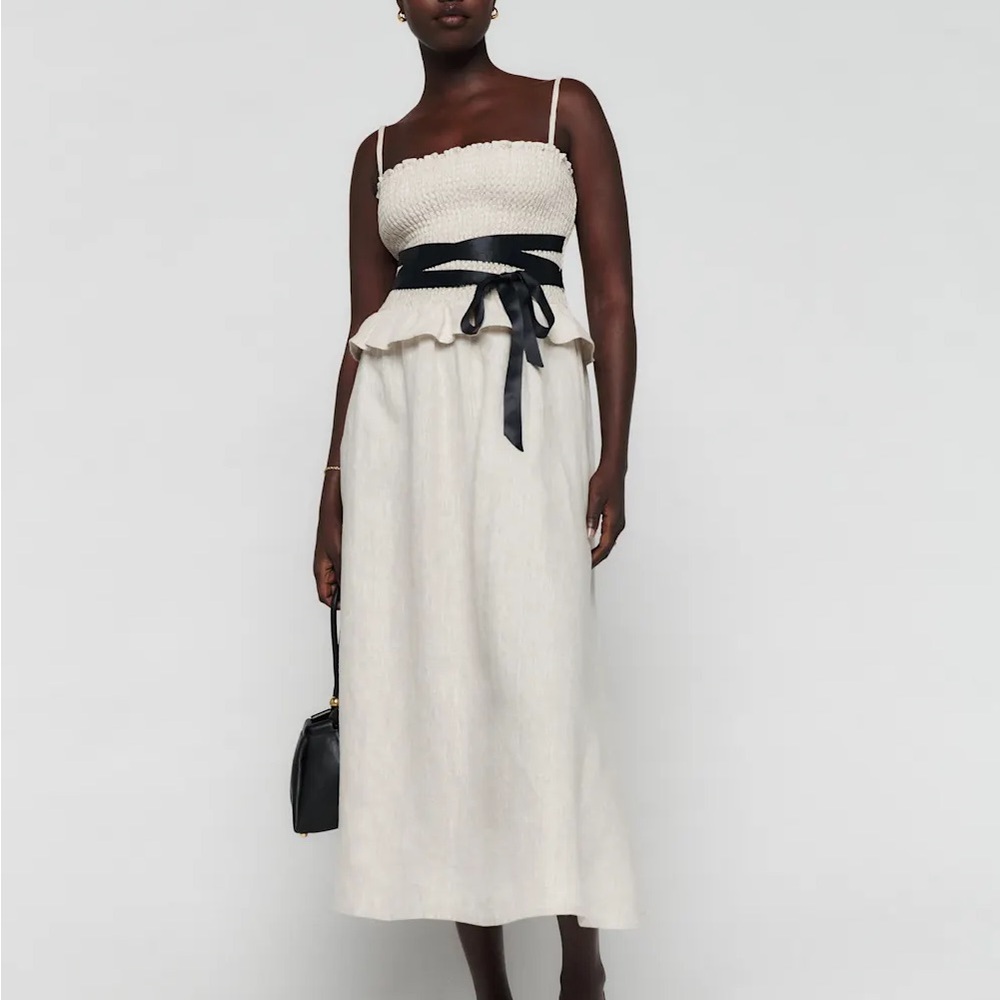 Reformation Miles Linen Dress in Oatmeal